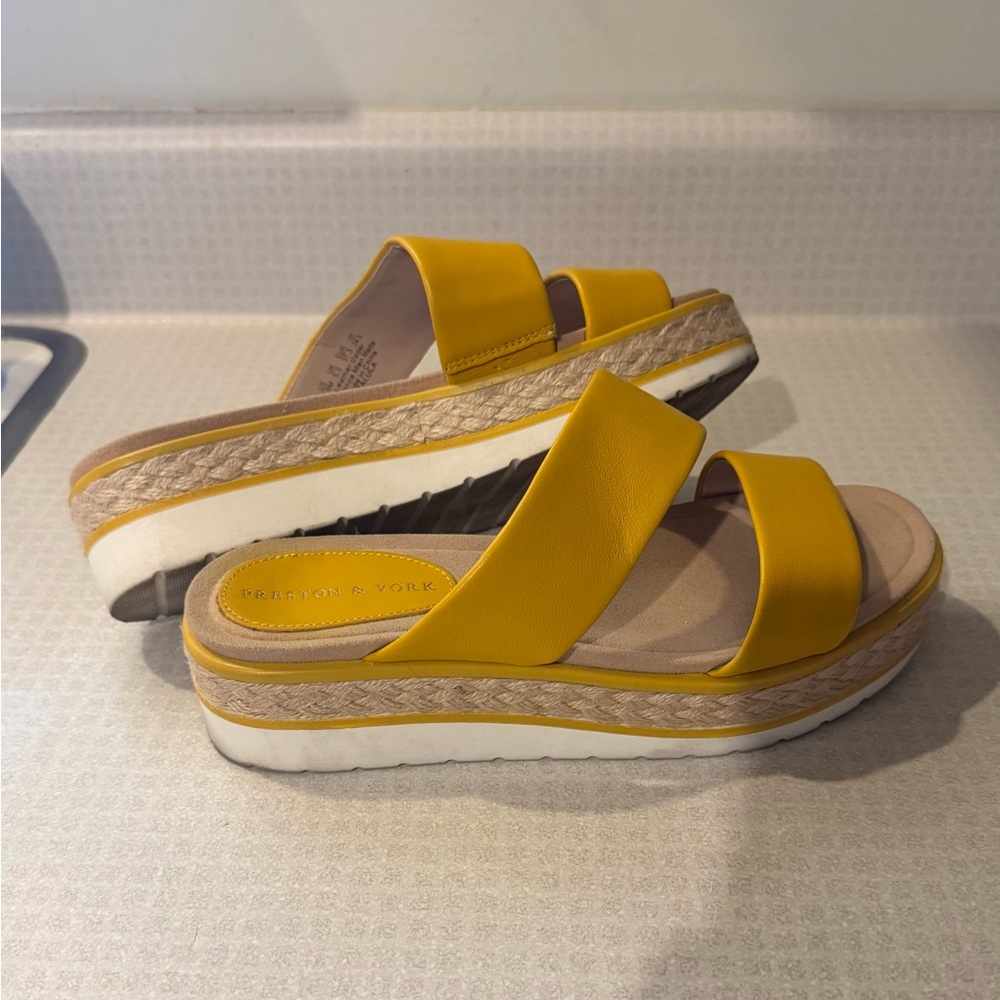 Preston & York Mustard Yellow Platform Slide Sandals